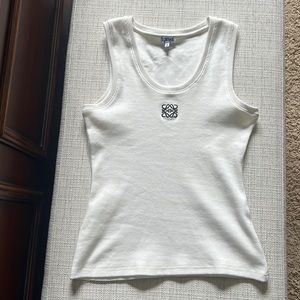 Loewe Anagram Rib-Knit Cotton Tank white